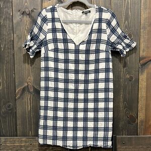 Madewell Leighton Plaid Dress 4 Bell Sleeves Short Ruffle‎ Boho Preppy Casual